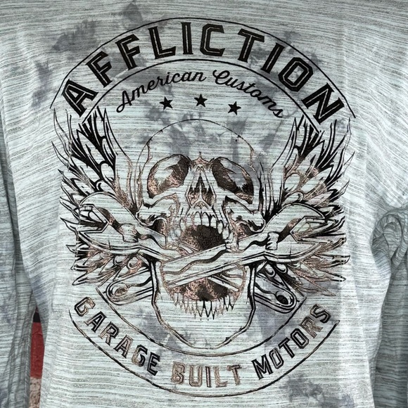 Affliction Men's Long Sleeve Graphic T-shirt -Gray/Black -2XL- NWT - Picture 3 of 9